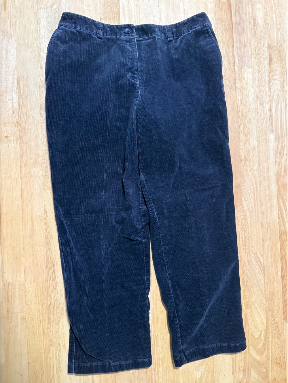 L.L.Bean Women’s Curvy Fit Corduroy Pants Size 12 Petite Navy Blue